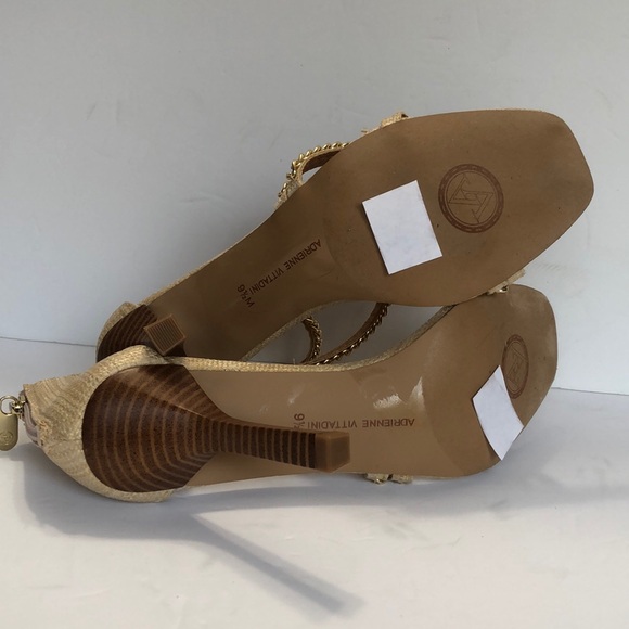 Adrienne Vittadini Sand & Gold Open Toe Back Zip Strappy Heeled Sandals size 9.5 - Picture 13 of 13